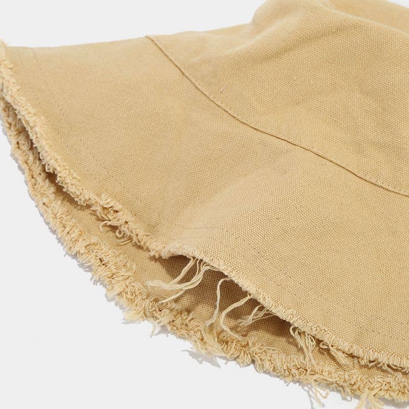 Wide Brim Frayed Edge Bucket Hat