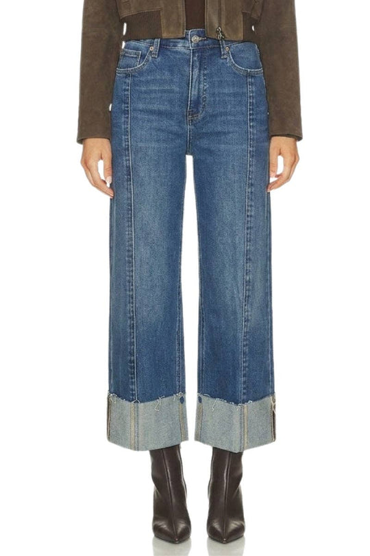 Inseam Transform High Rise Wide Leg Cuffed Jeans