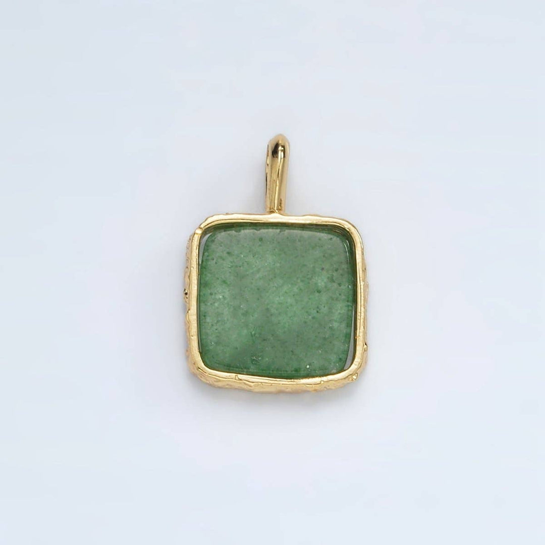 24K Gold Filled Square Natural Gemstone Necklace