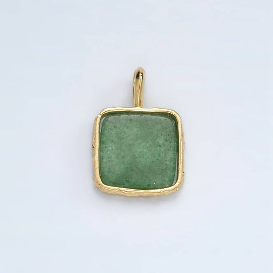 24K Gold Filled Square Natural Gemstone Necklace