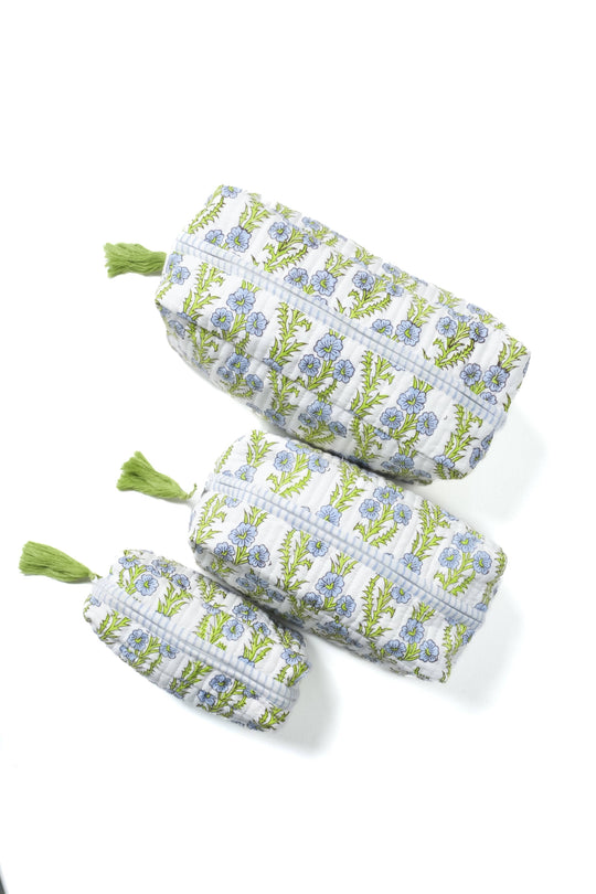 Forget-Me-Not Blockprint Makeup Bag