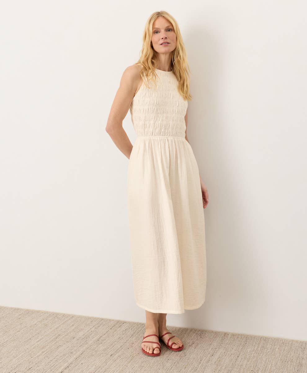 Coastal Double Gauze Smocked Dress