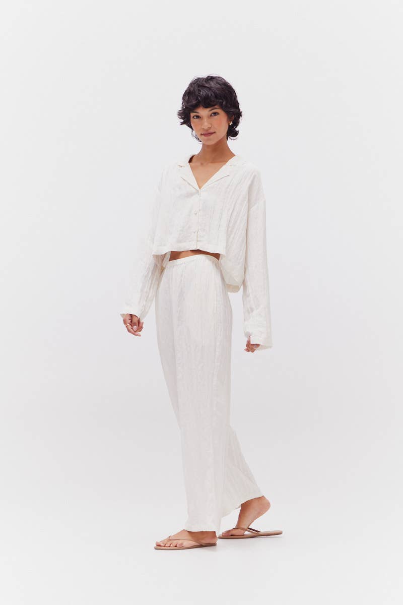 Long Sleeve Button Down Crop Top
