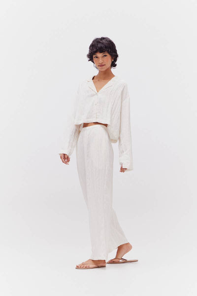 Long Sleeve Button Down Crop Top