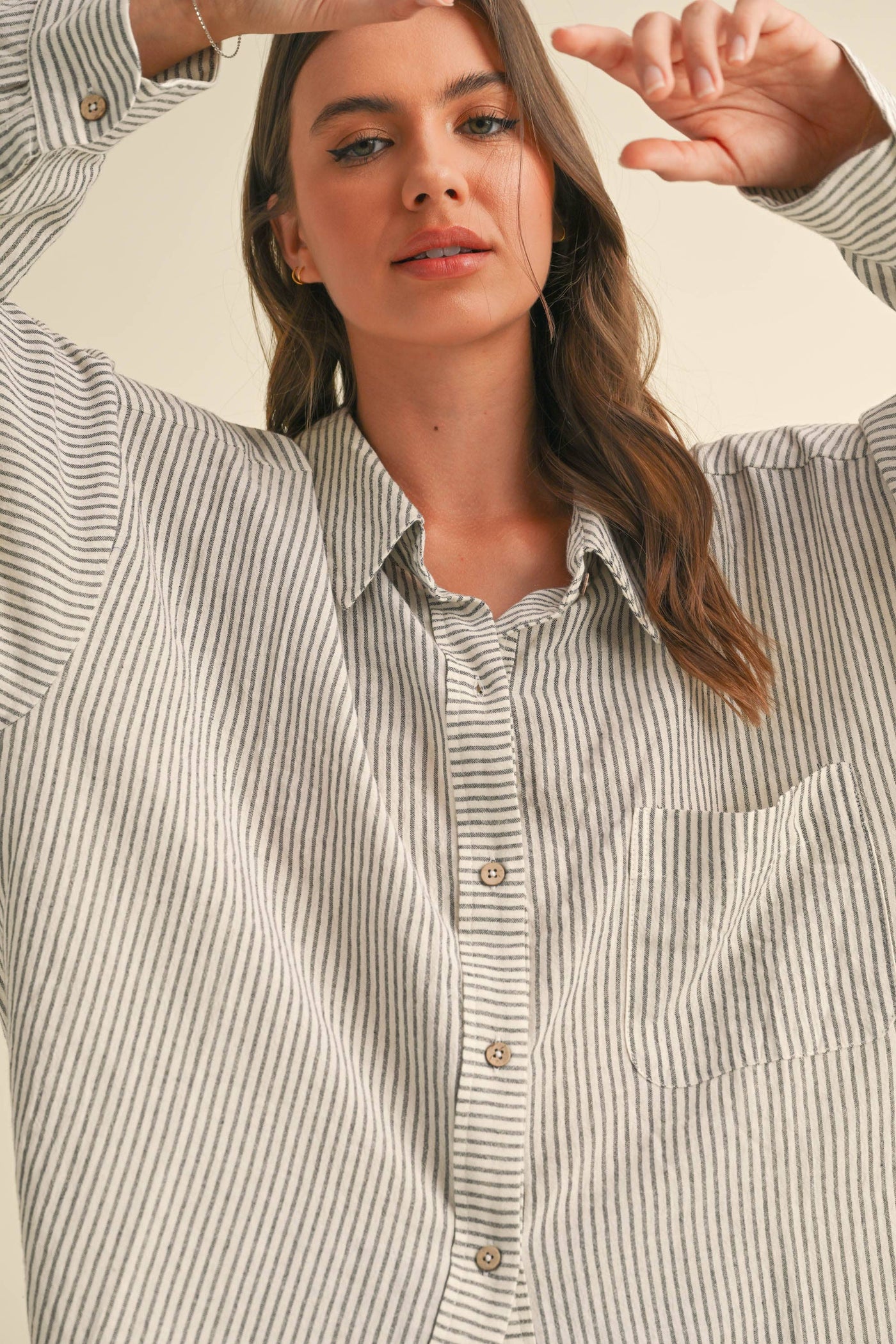 Stripe Gauze Button Down Shirt