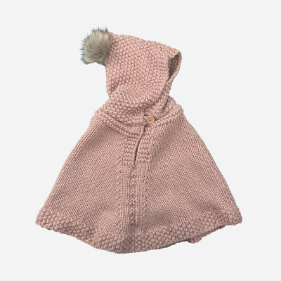 Blush Kids Poncho with Faux Fur Pom