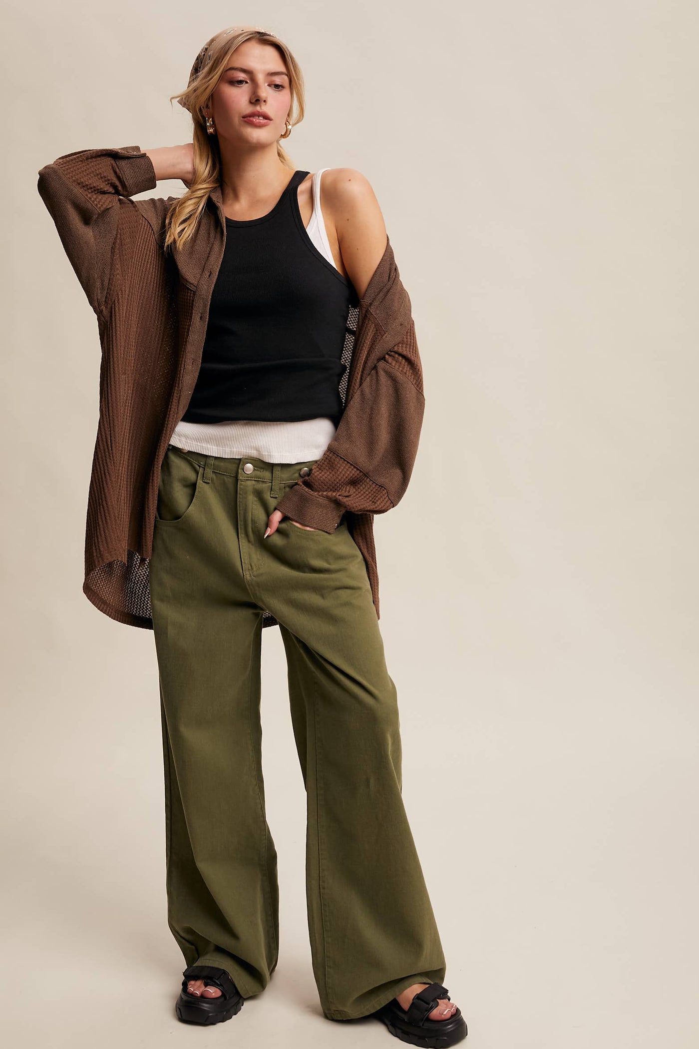 Wide-Leg Colored Denim Pants