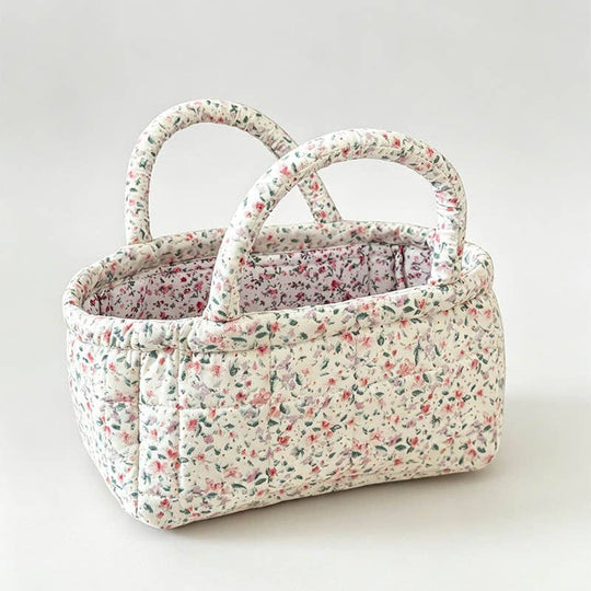 Small Quilted Floral Storage Organizer Bag