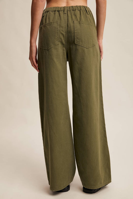 Wide-Leg Colored Denim Pants