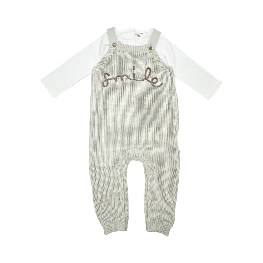Smile Embroidered Chunky Sweater Knit Baby Overall