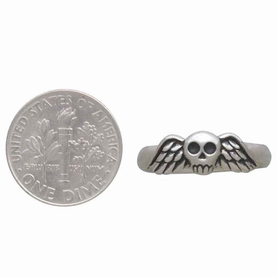 Sterling Silver Winged Skull Ring