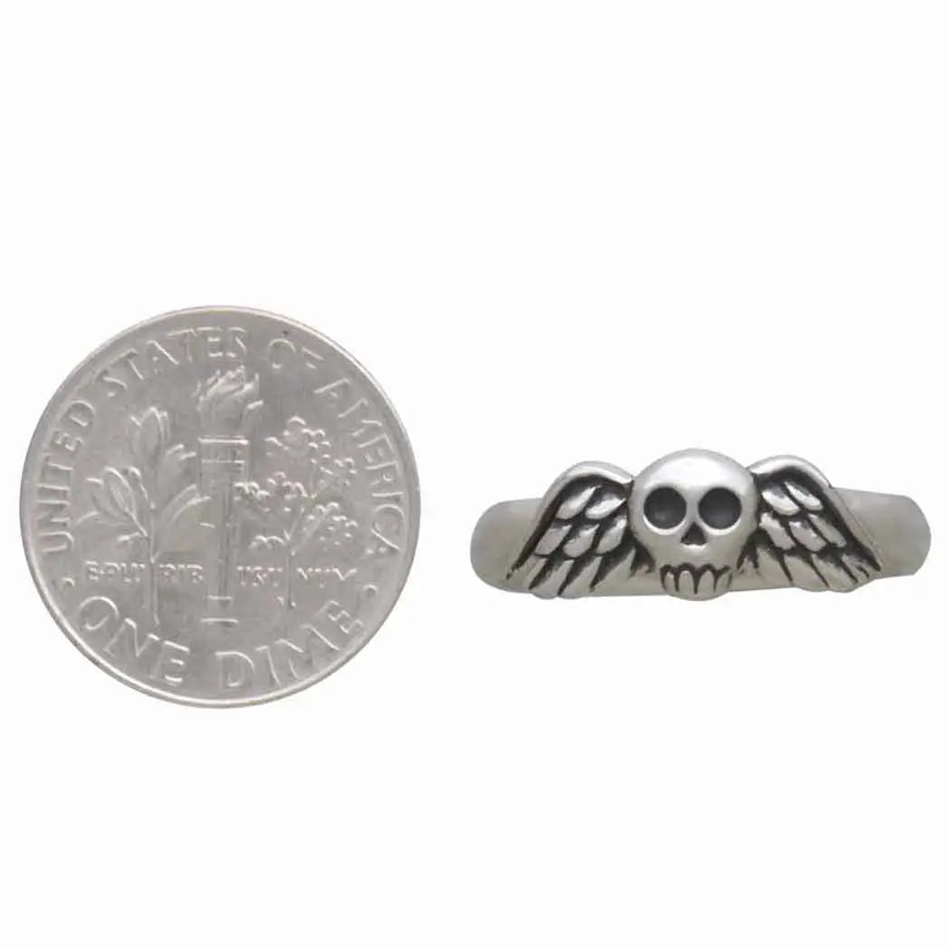 Sterling Silver Winged Skull Ring