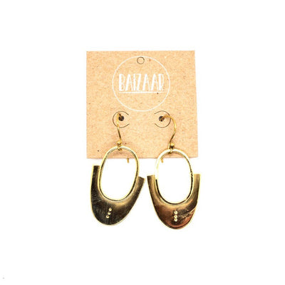 Brass Dotted Open Loop Earrings