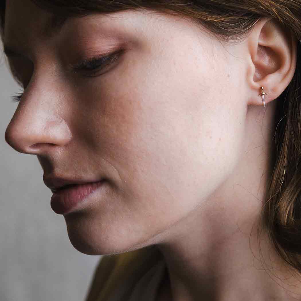 Mixed Metal Mini Dagger Post Earrings