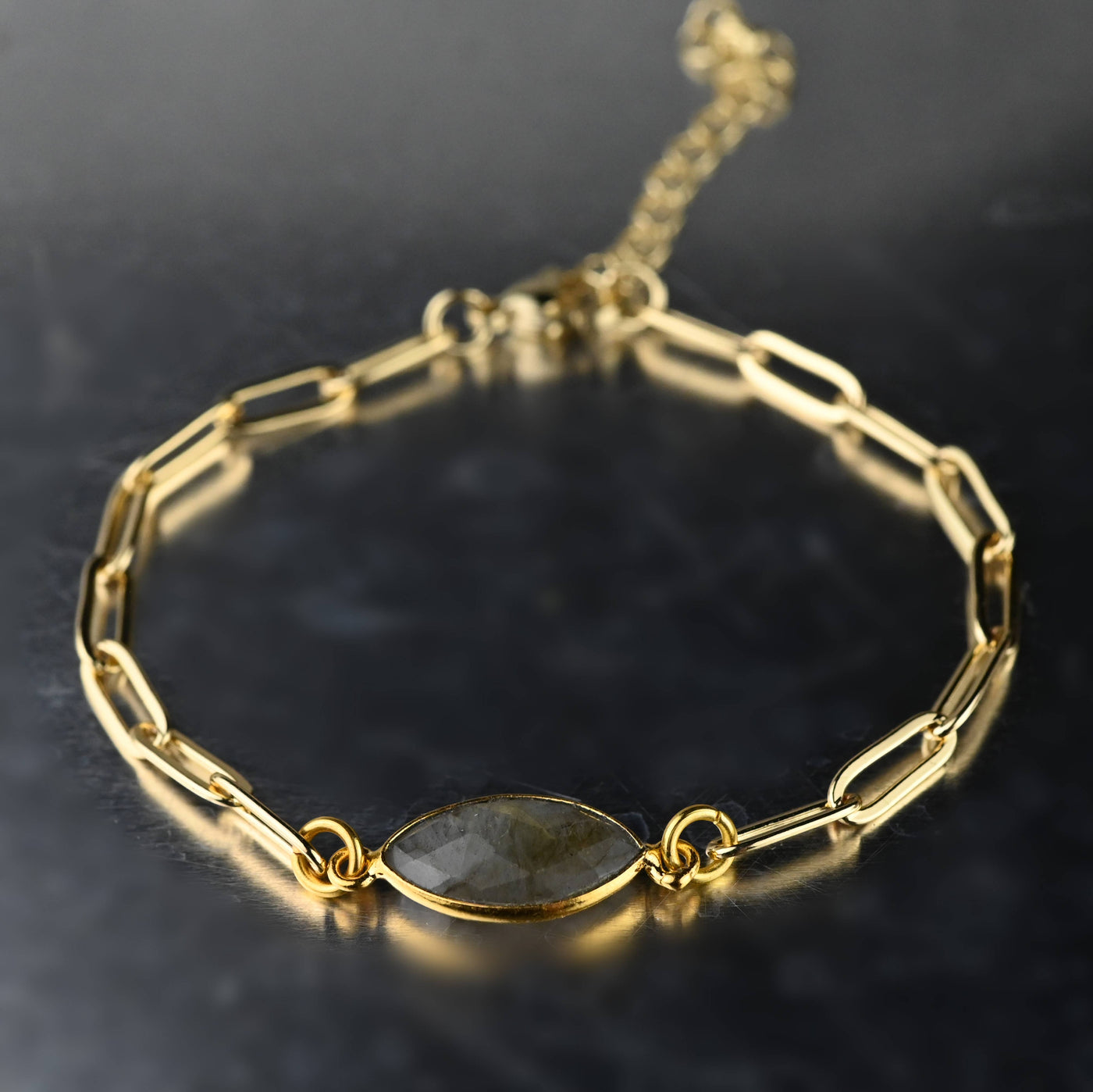 Labradorite Paperclip Chain Bracelet