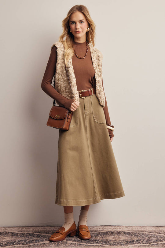 Contrast Stitch Utility Maxi Skirt