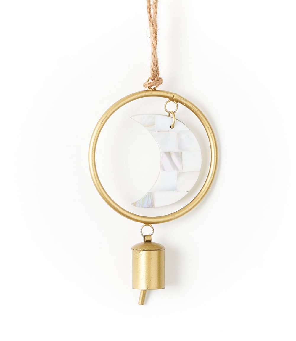 Chayana Small Moon Mother of Pearl Wind Chime - Handmade