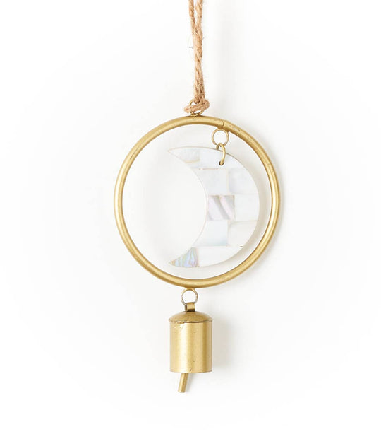 Chayana Small Moon Mother of Pearl Wind Chime - Handmade