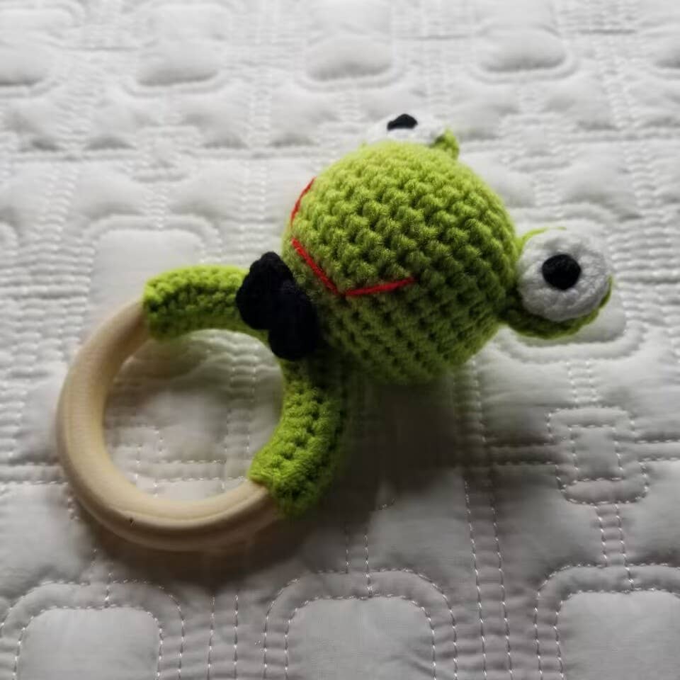 Frog Hand Crocheted Cotton Rattle Toy
