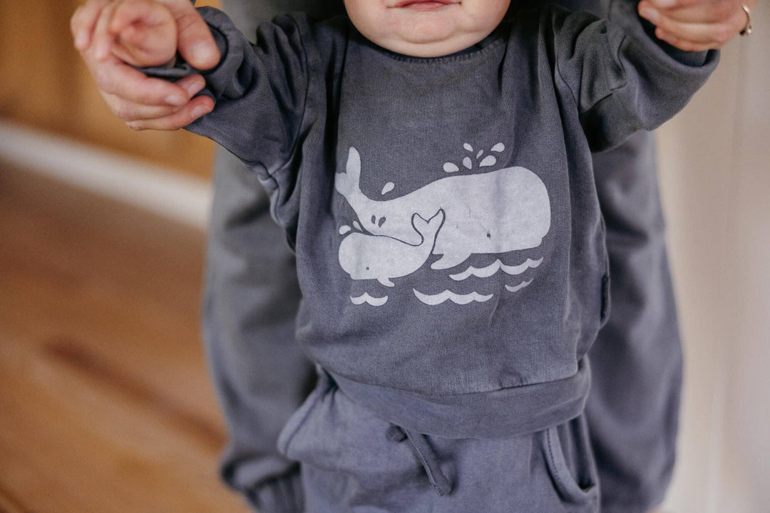 Moonstone Whale Organic Cozy Graphic Sweatshirt & Jogger Set