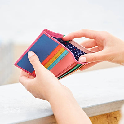 The Paper High Gift Company Limited Multicoloured Recycled Leather Card Holder - Handmade - Simple Good