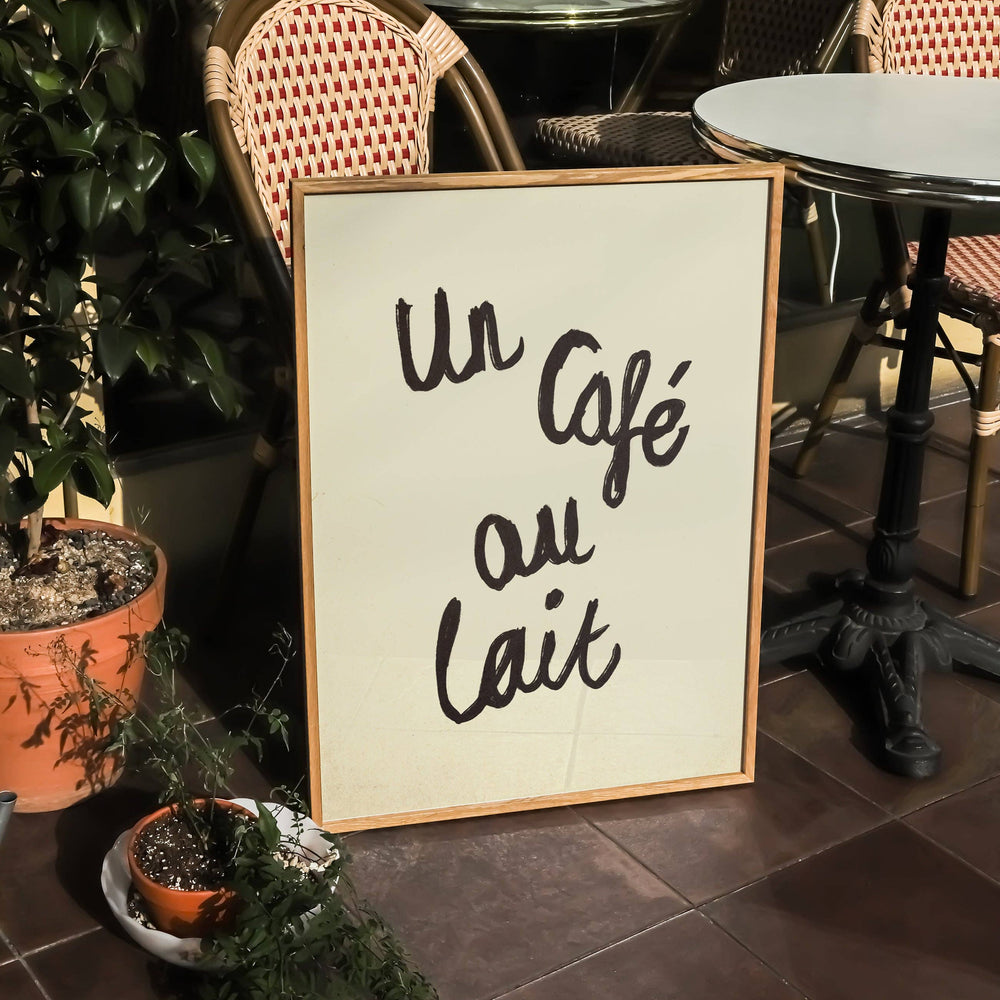 A Café Au Lait Handwritten Print
