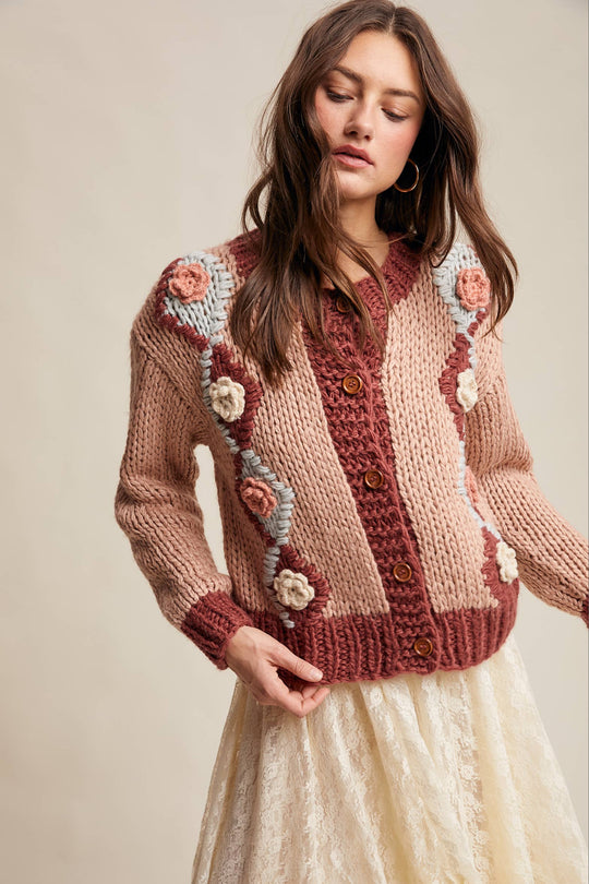 Fall Crochet Floral Cardigan