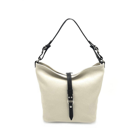 Leather Hobo Bag with White Trim