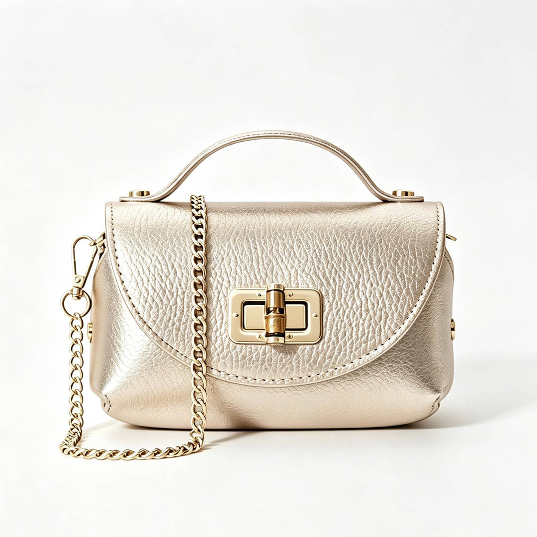Mini Bag in Genuine Hammered Leather Made in Italy