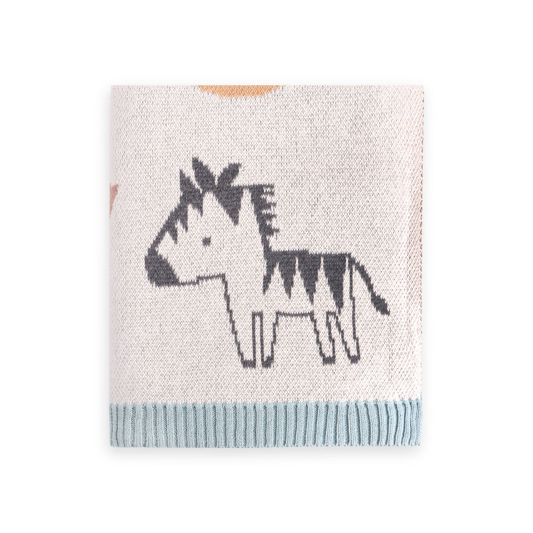 Alphabet Blue - Organic Jacquard Knit Baby Blanket