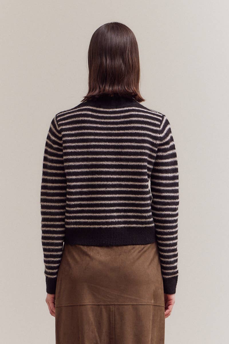 Thin Striped Button Up Cardigan