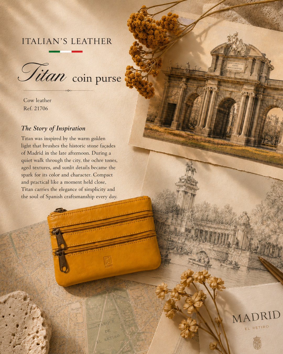 Italian Leather Double Zipper Wallet