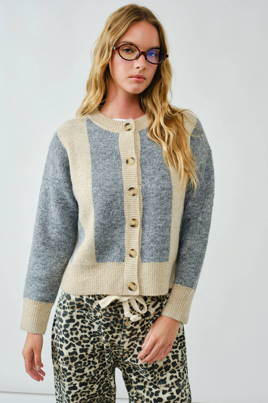 Warm Striped Pullover Cardigan