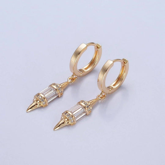 18K Gold Filled Pendulum Spike Drop Earrings