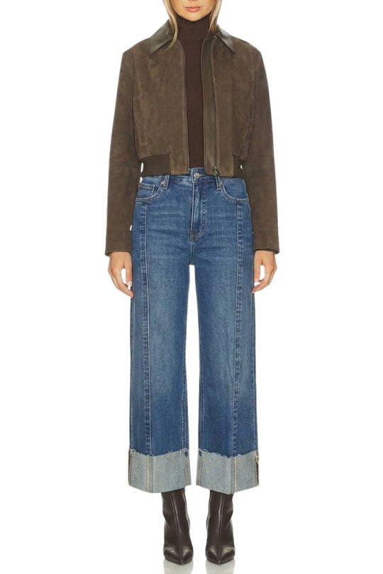 Inseam Transform High Rise Wide Leg Cuffed Jeans