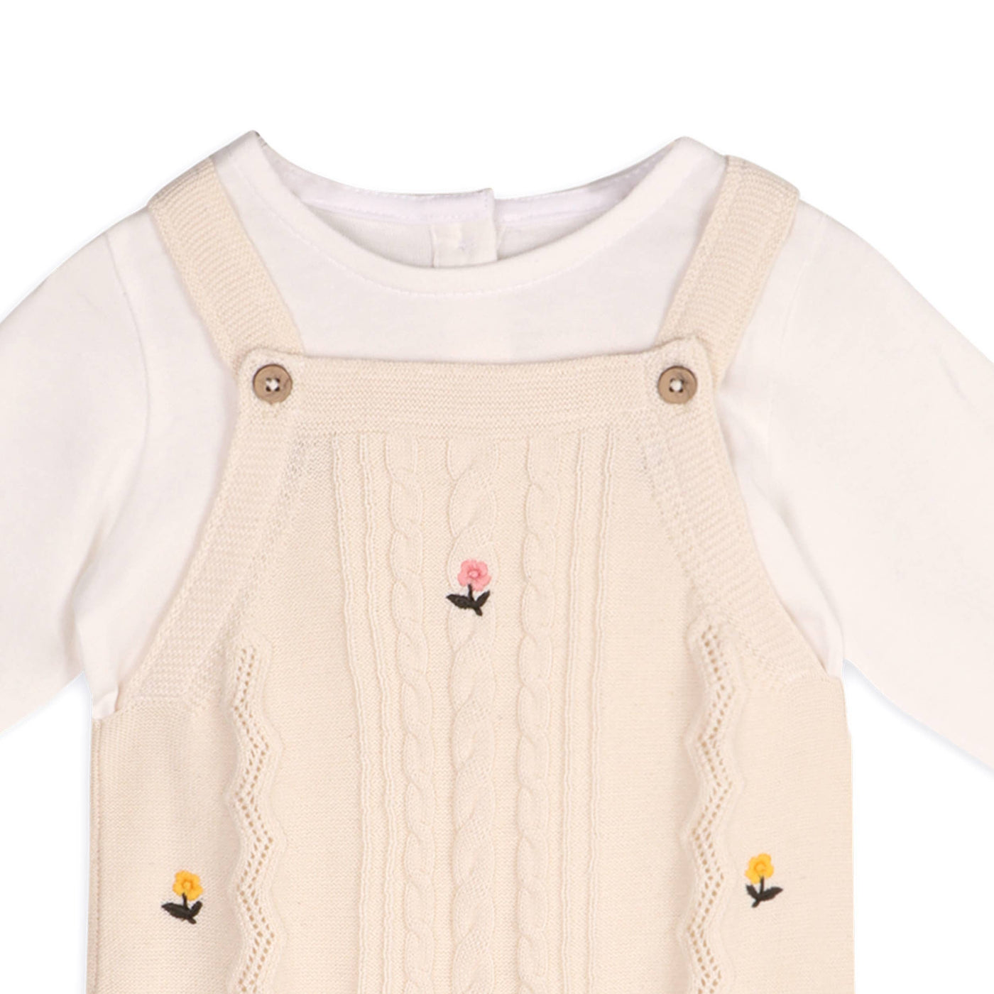 Mini Flowers Cable Knit Baby Overall & Bodysuit