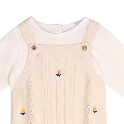 Mini Flowers Cable Knit Baby Overall & Bodysuit