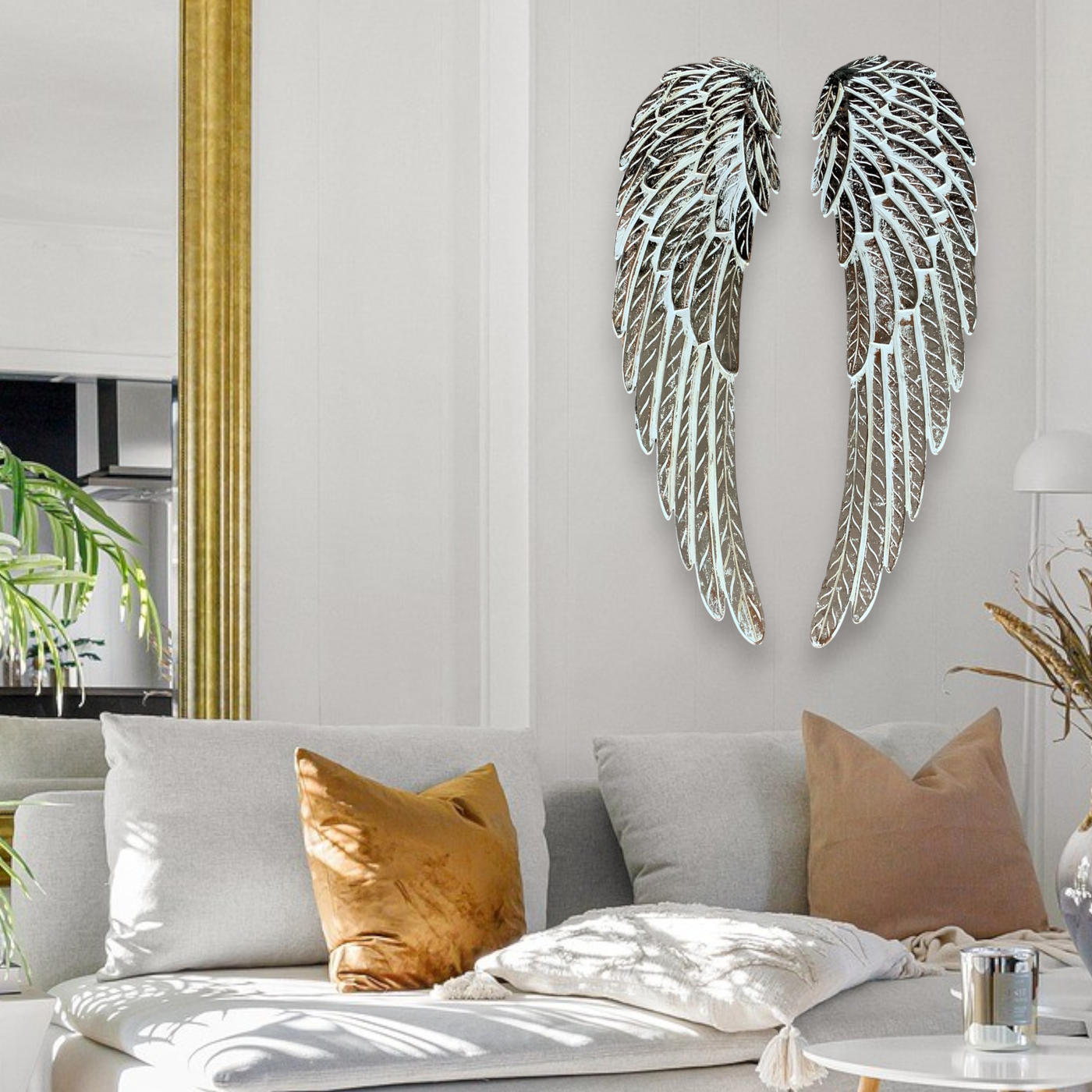 Pair of Hand-Carved Wood Wall Angel Wings