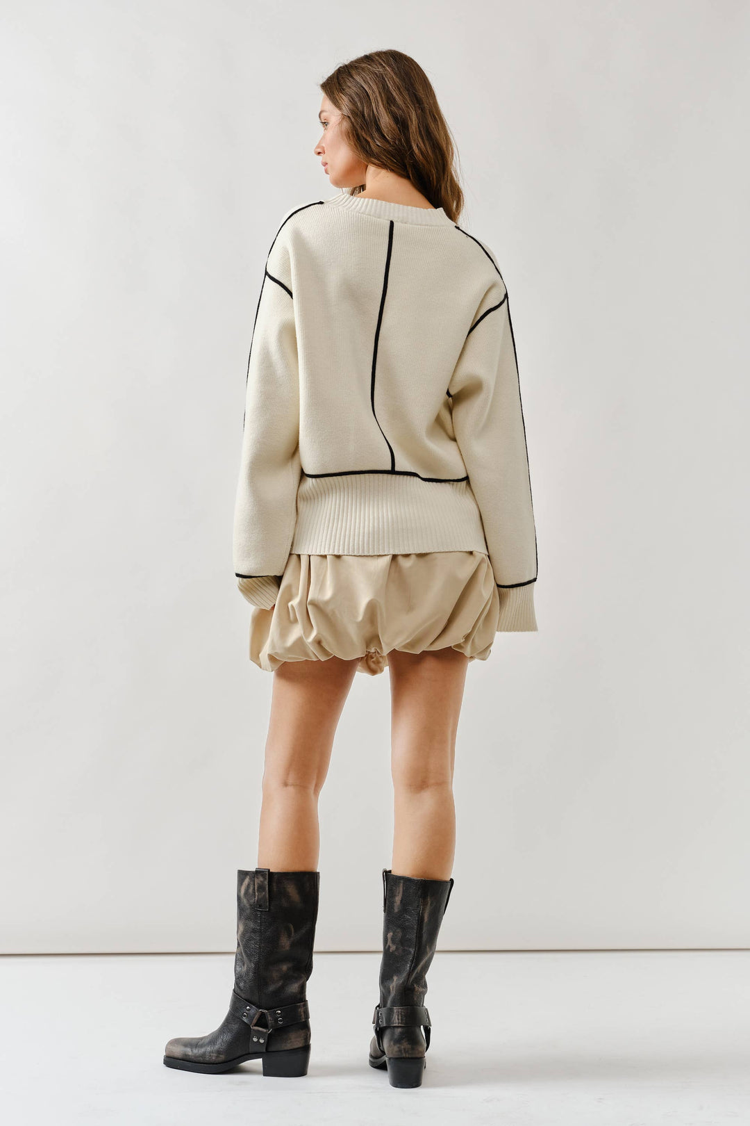 Oversized Contrast Stitch Sweater