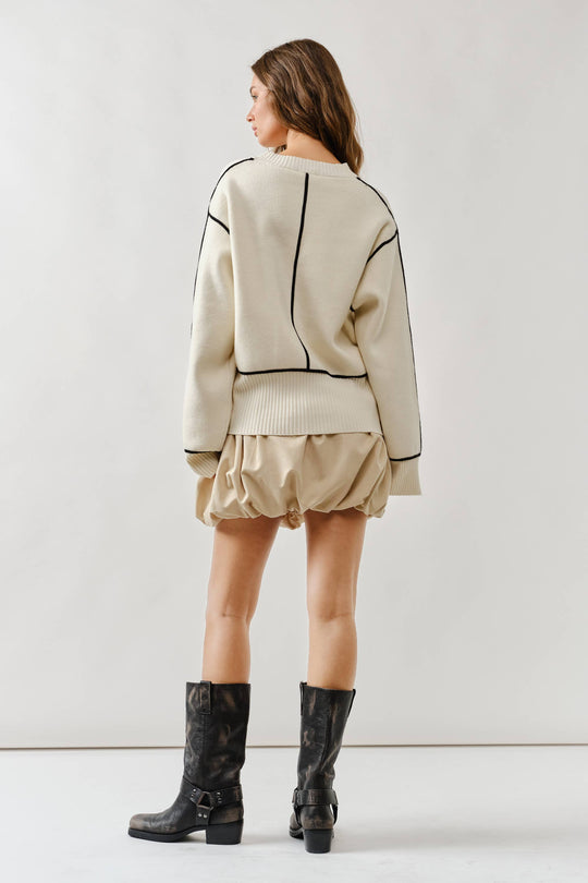 Oversized Contrast Stitch Sweater