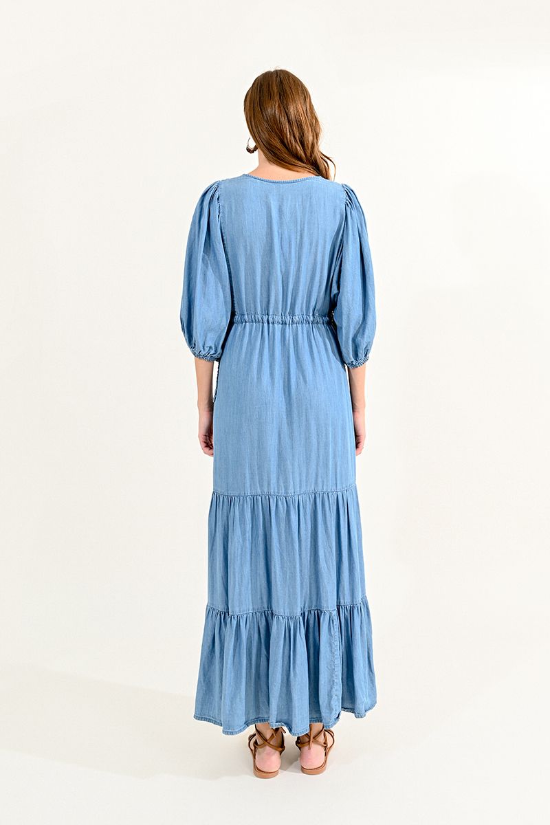 Molly Bracken Denim Blue Tiered Dress - Simple Good