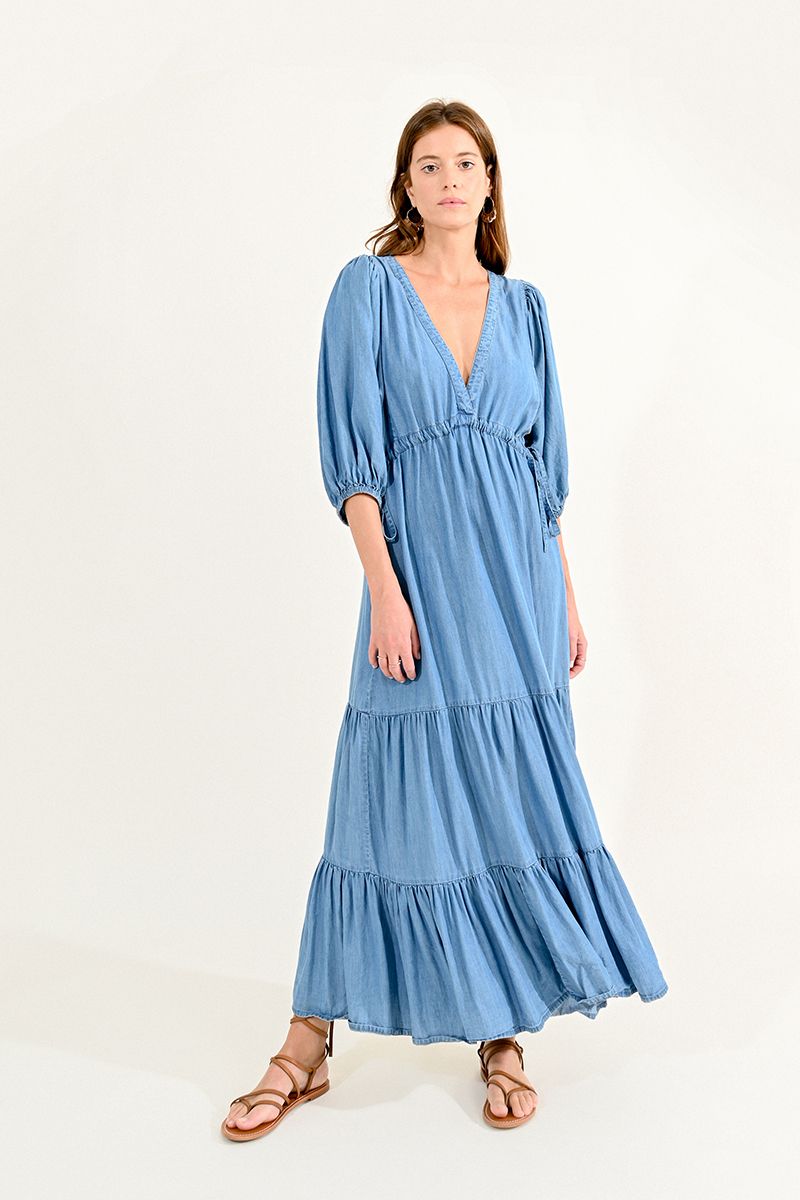 Molly Bracken Denim Blue Tiered Dress - Simple Good