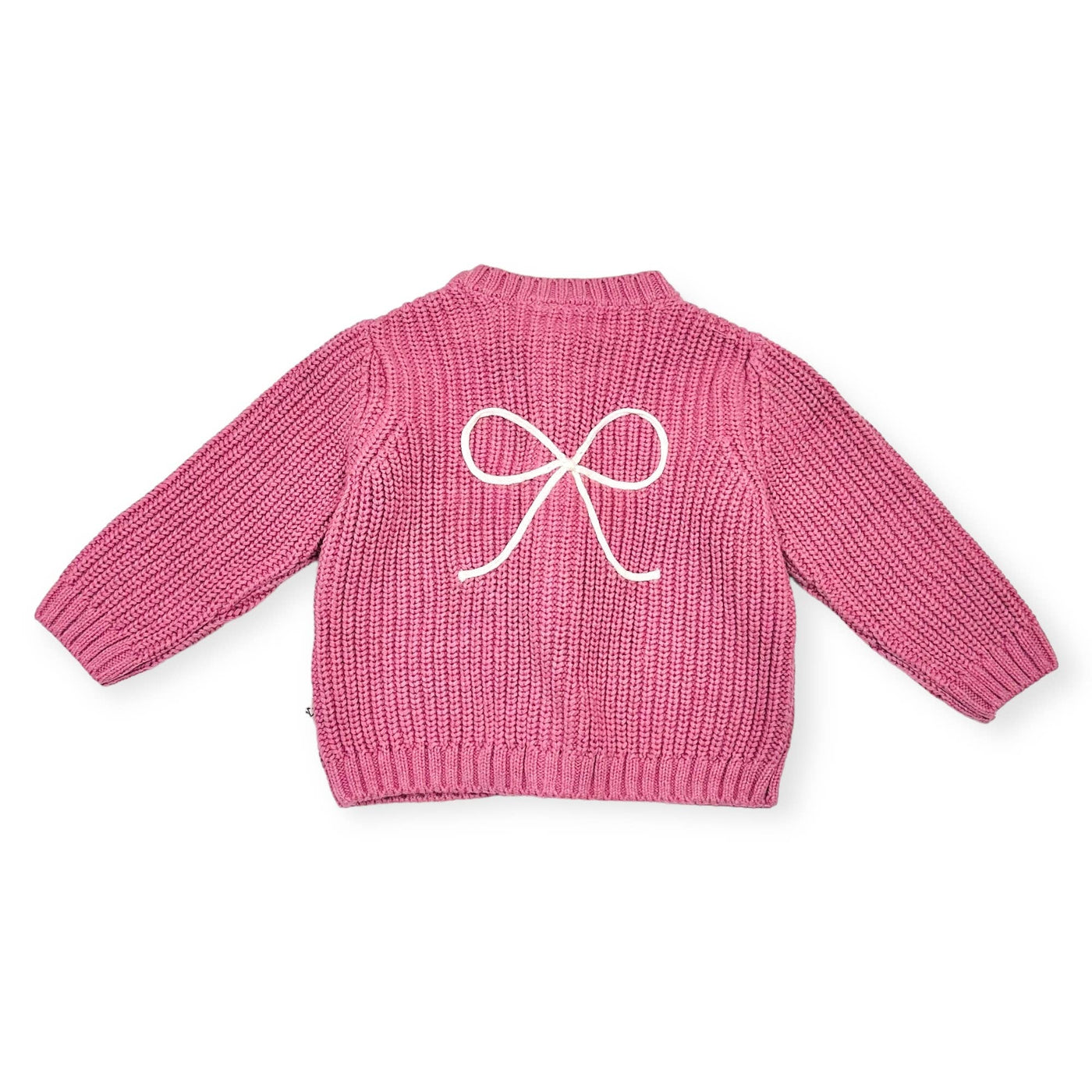 Bow Embroidered Chunky Knit Slouchy Baby Sweater