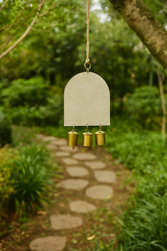 Haveli Wind Chime, Etched Brass - Handmade