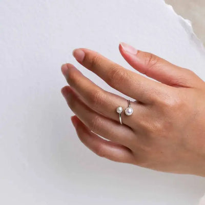 Nina Designs Adjustable Double Pearl Ring - Simple Good