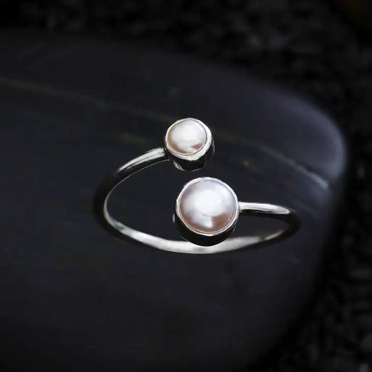 Nina Designs Adjustable Double Pearl Ring - Simple Good