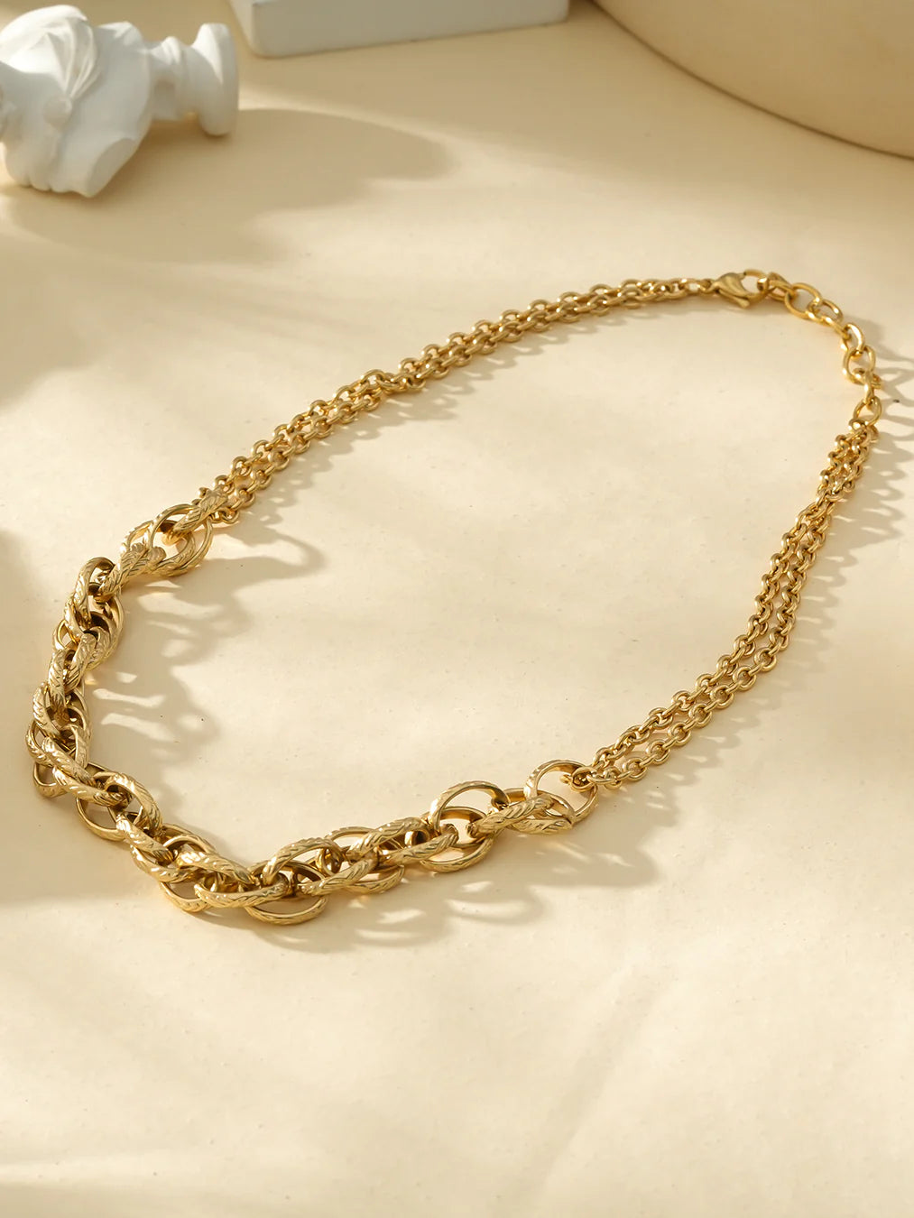 Hammered Gold Link Necklace