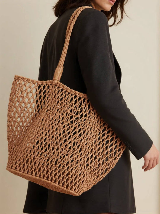 Woven Cotton Shoulder Beach Bag