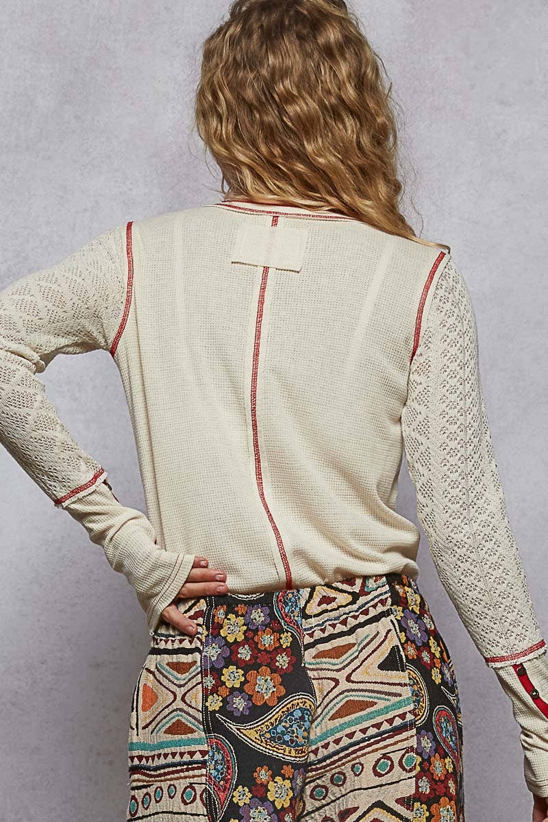 Cut And Sew Mixed Knit Top