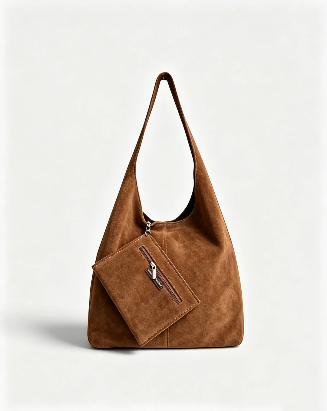 Genuine Suede Hobo Bag with Pouch Made in Italy